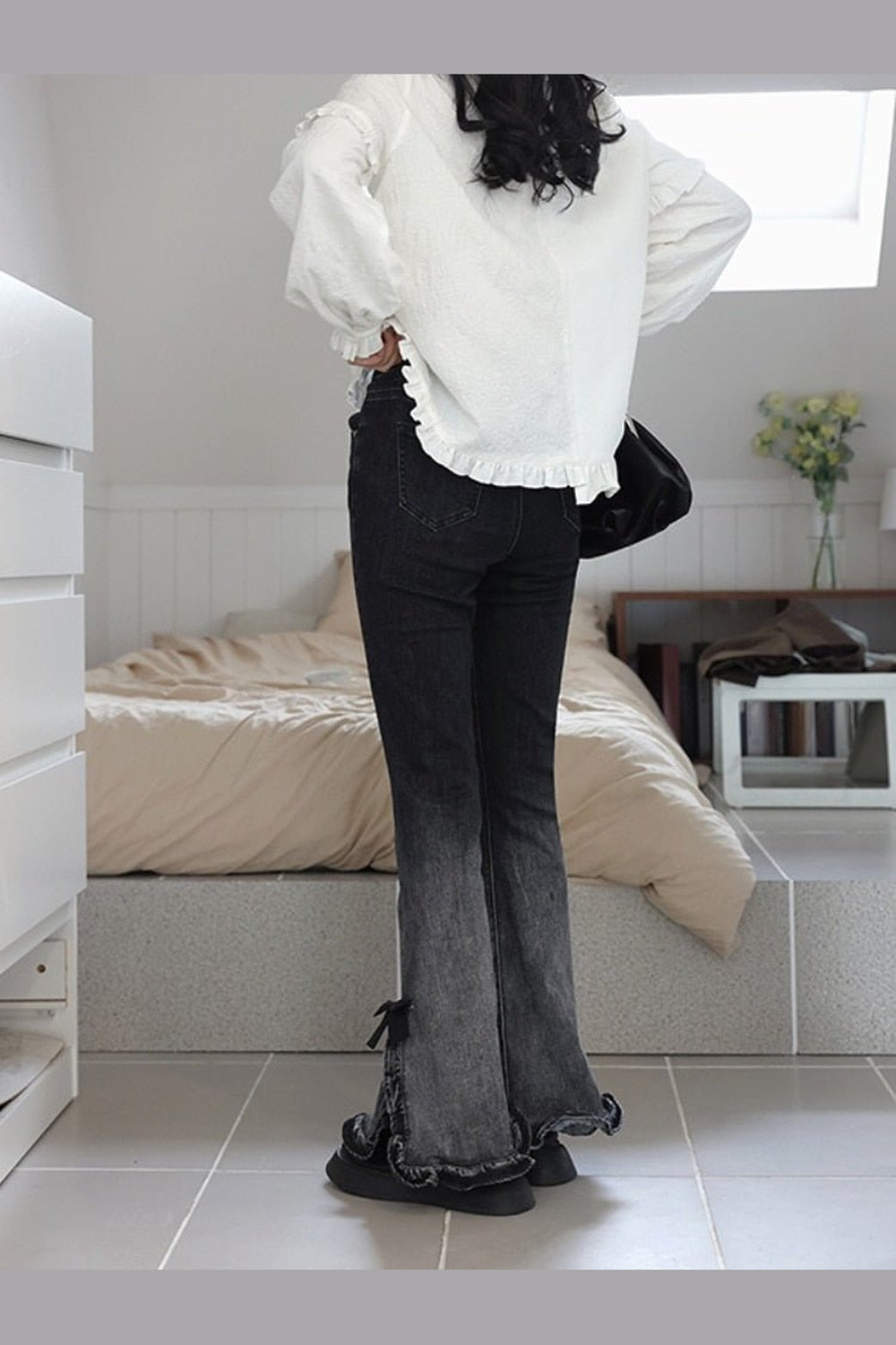 Y2k Sweet Bow Flare Jeans