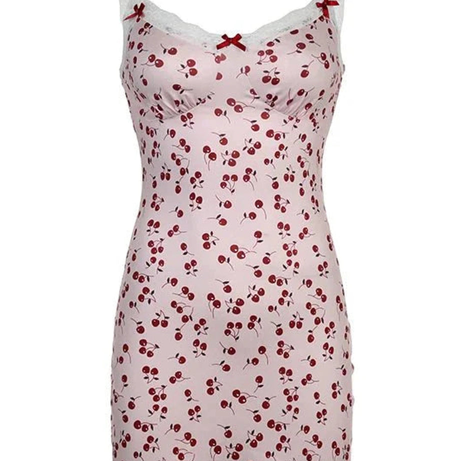 Y2k Sweet Cherry Print Mini Dress