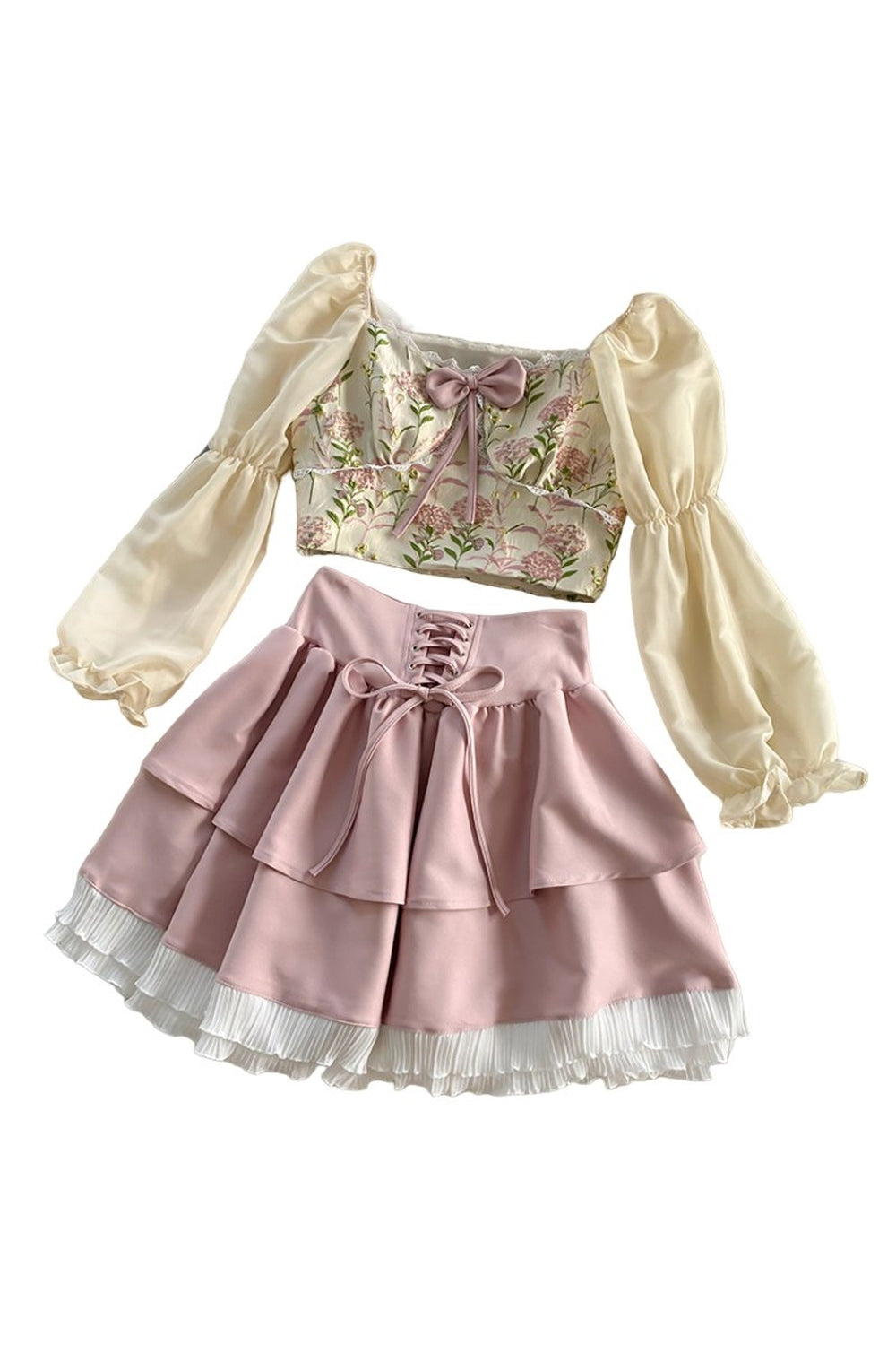 Y2k Sweet Elegant Skirt & Blouse Set