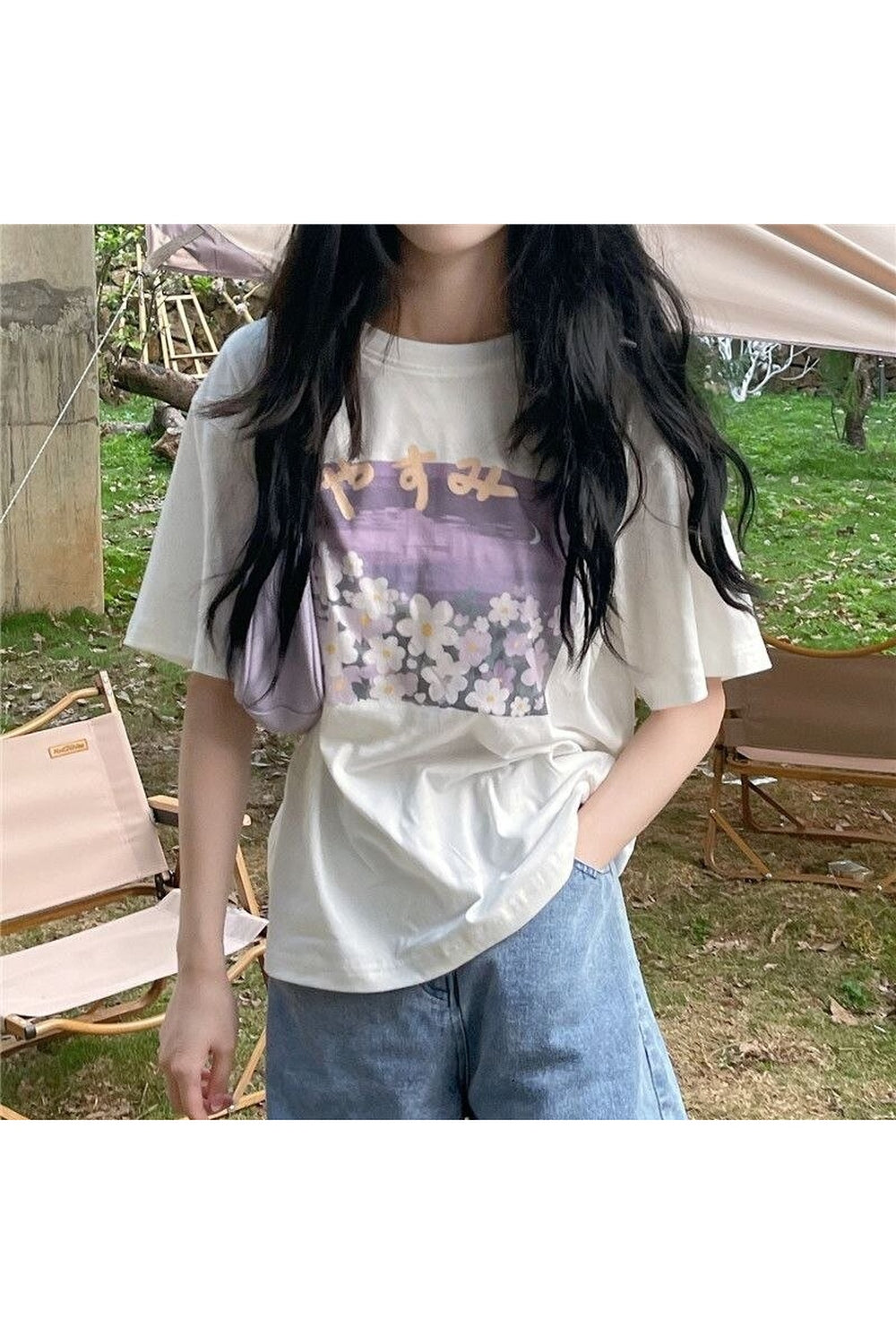 Y2k Sweet Floral O-neck T-shirt