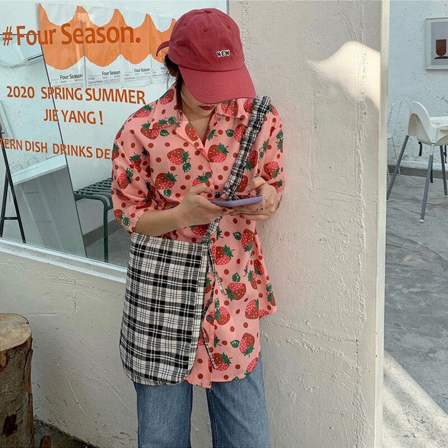 Y2k Sweet Korean Print Shirt