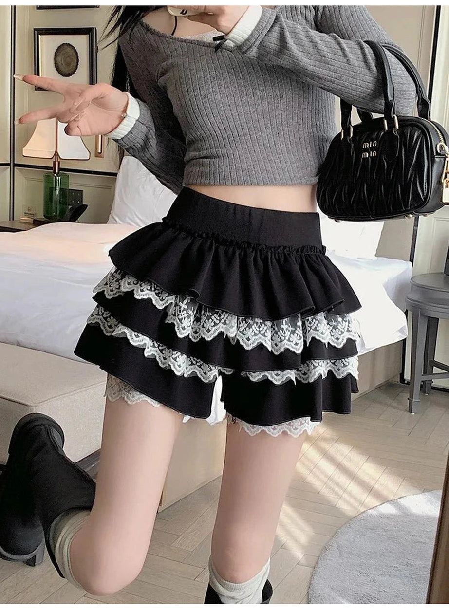 Y2k Kawaii Sweet Lace Mini Skirt