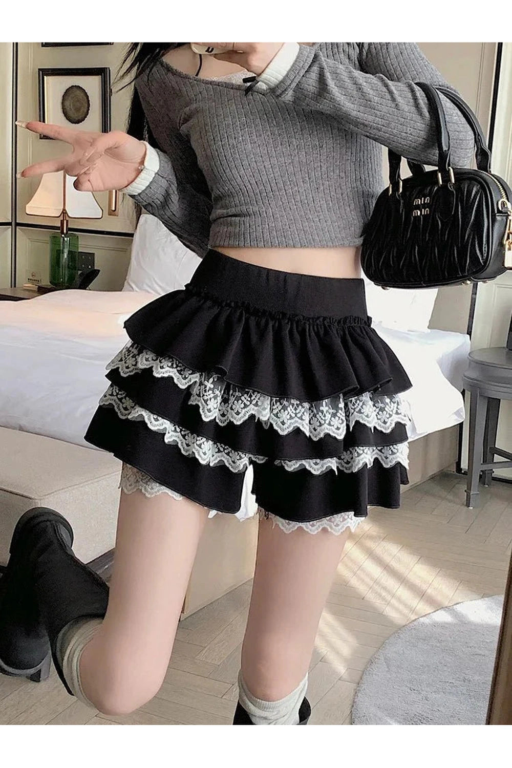 Y2k Kawaii Sweet Lace Mini Skirt
