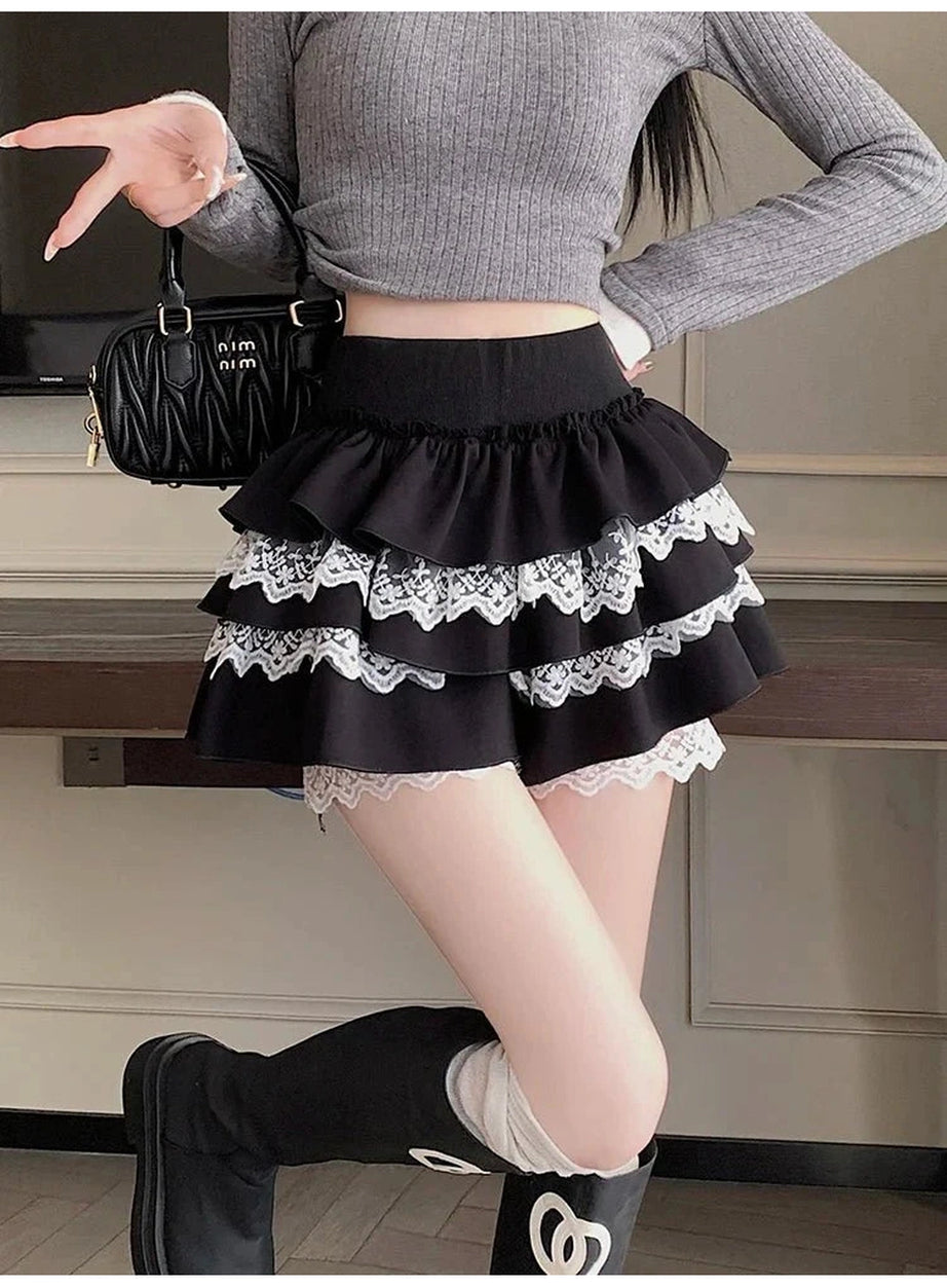Y2k Kawaii Sweet Lace Mini Skirt