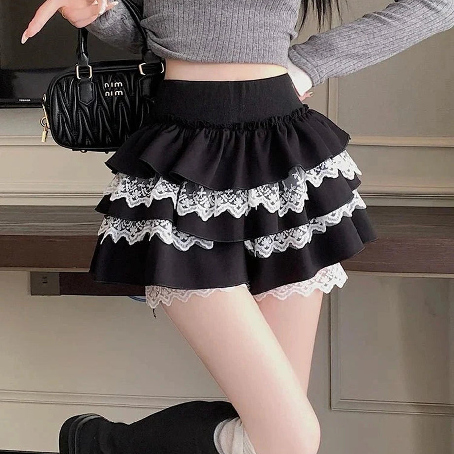 Y2k Kawaii Sweet Lace Mini Skirt