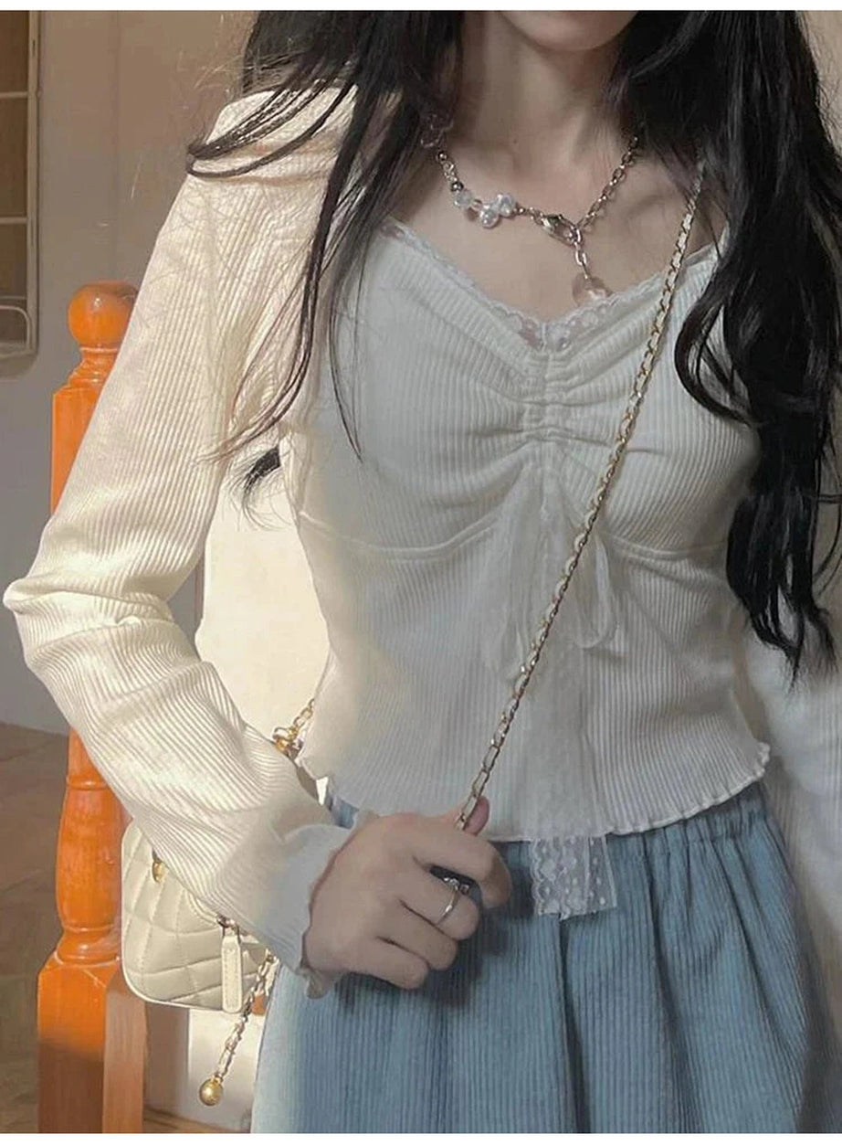 Y2k Sweet Lace Square Top