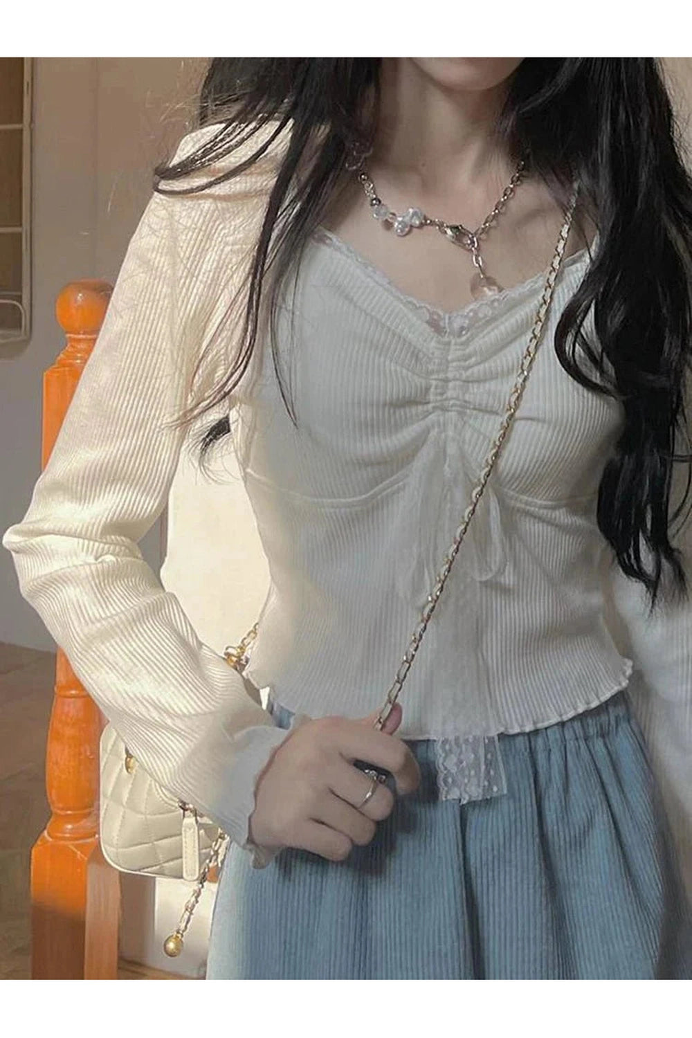 Y2k Sweet Lace Square Top