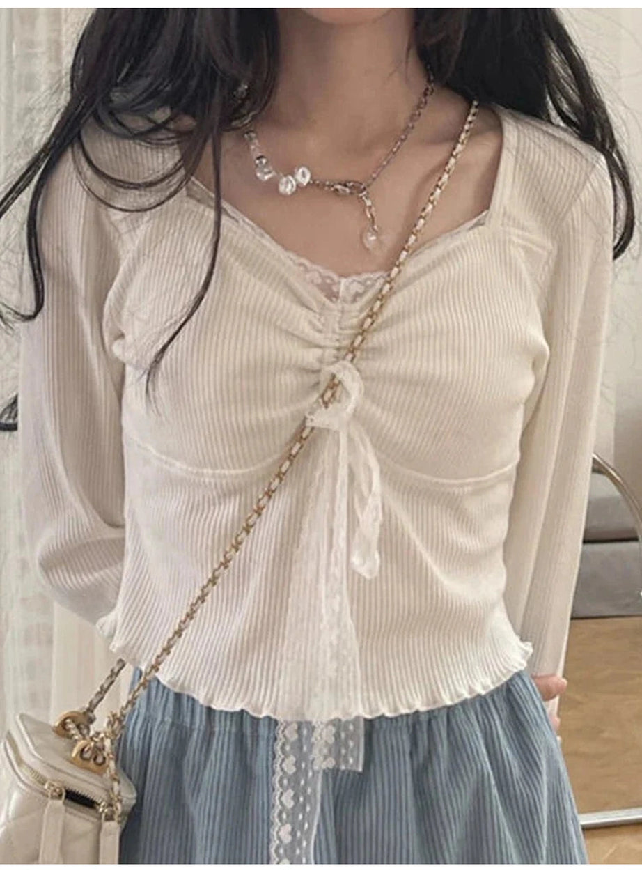 Y2k Sweet Lace Square Top