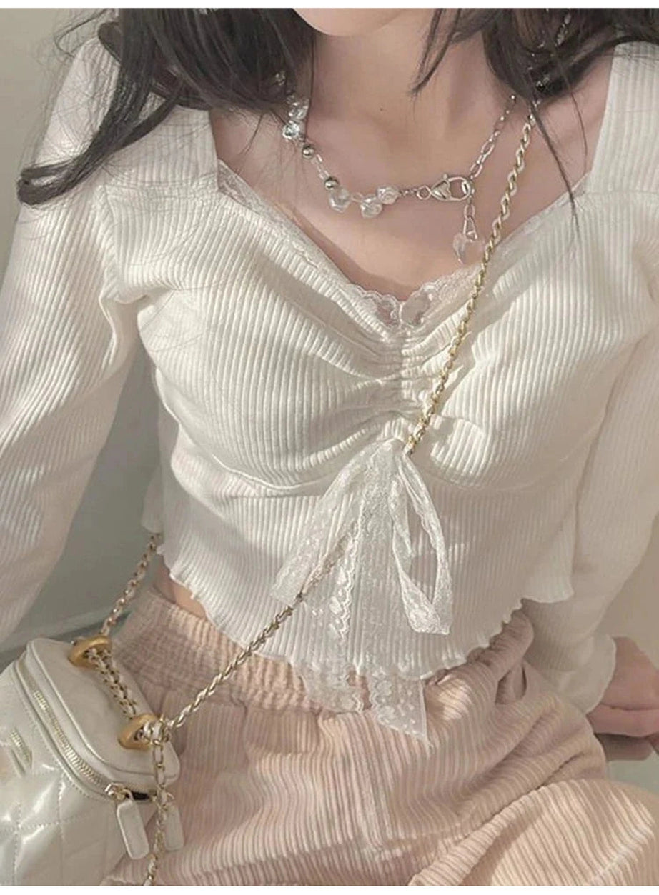 Y2k Sweet Lace Square Top