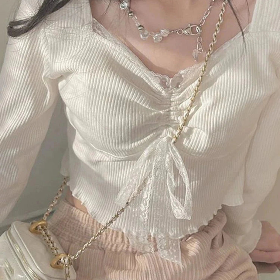 Y2k Sweet Lace Square Top