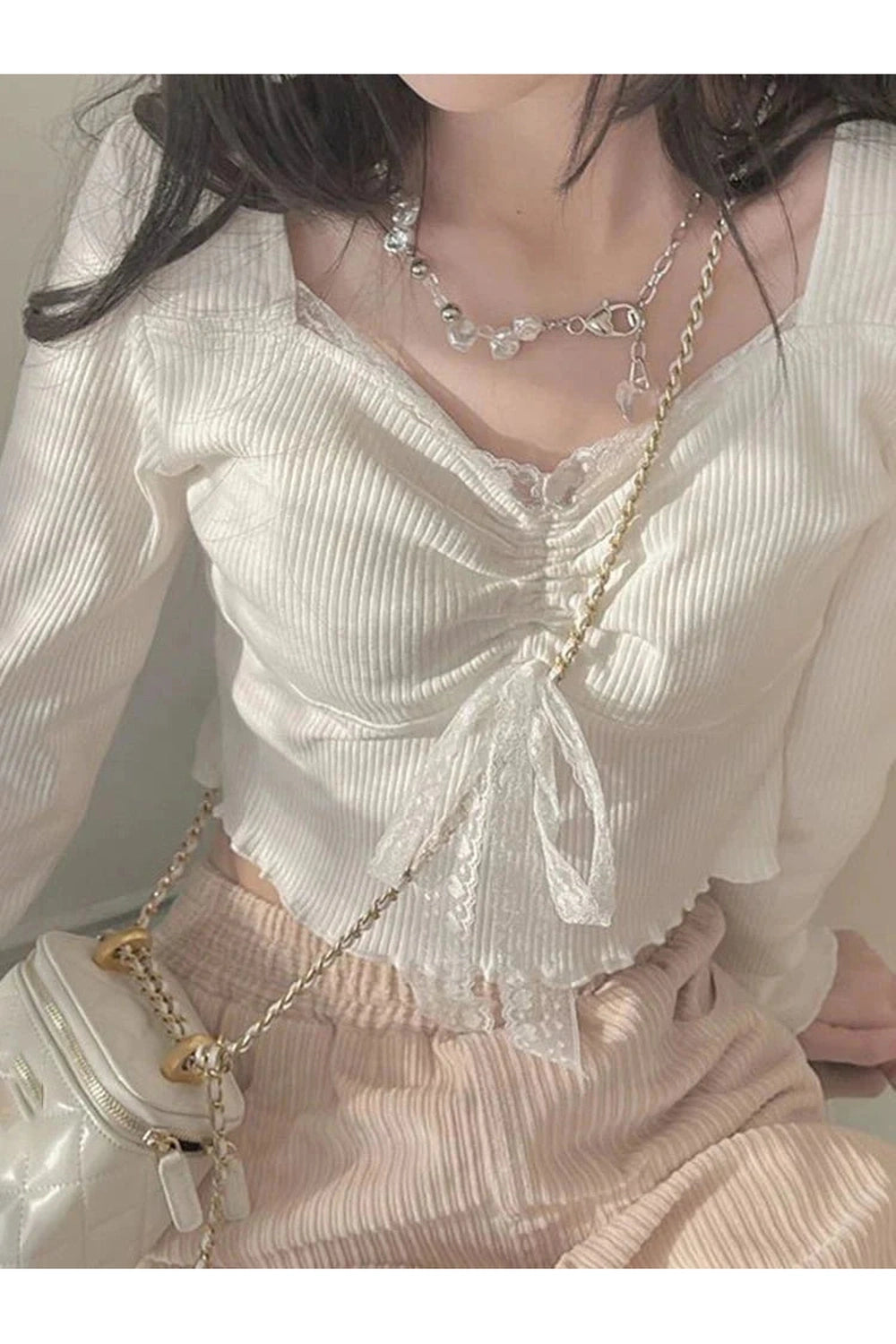 Y2k Sweet Lace Square Top