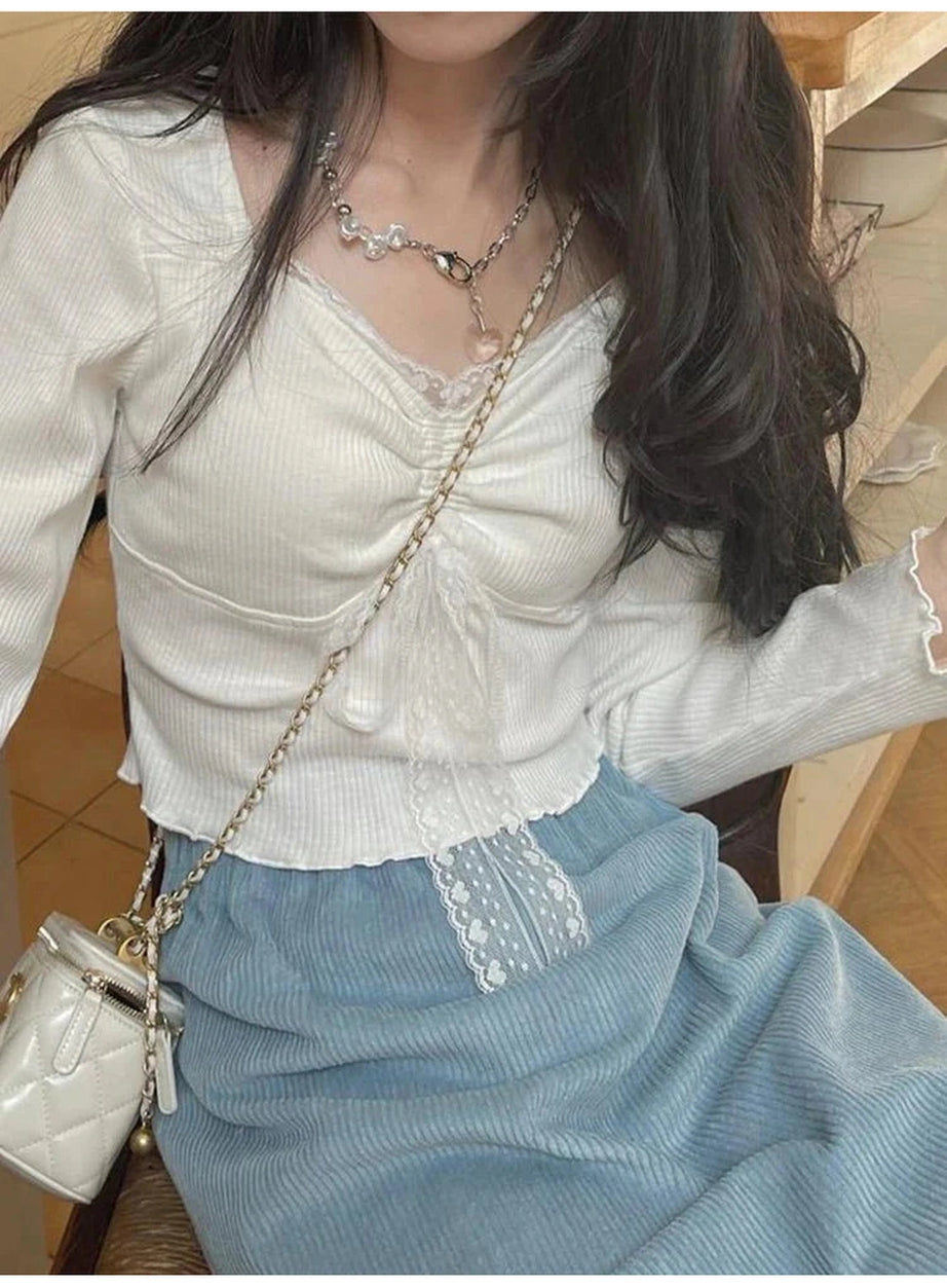 Y2k Sweet Lace Square Top