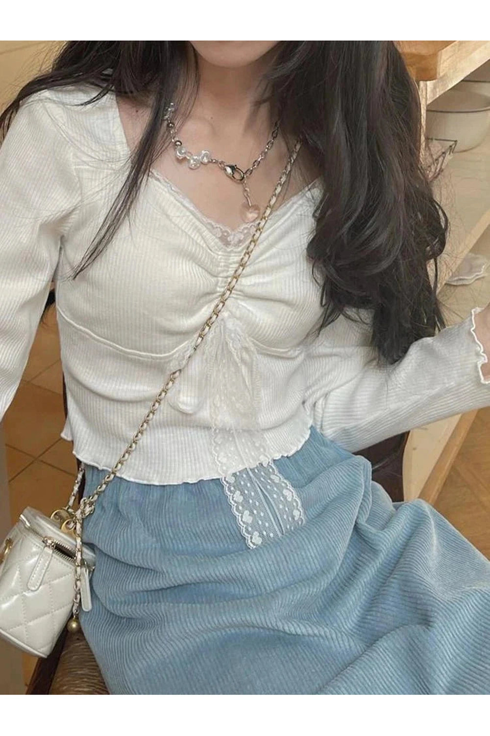 Y2k Sweet Lace Square Top