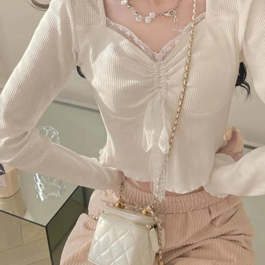 Y2k Sweet Lace Square Top