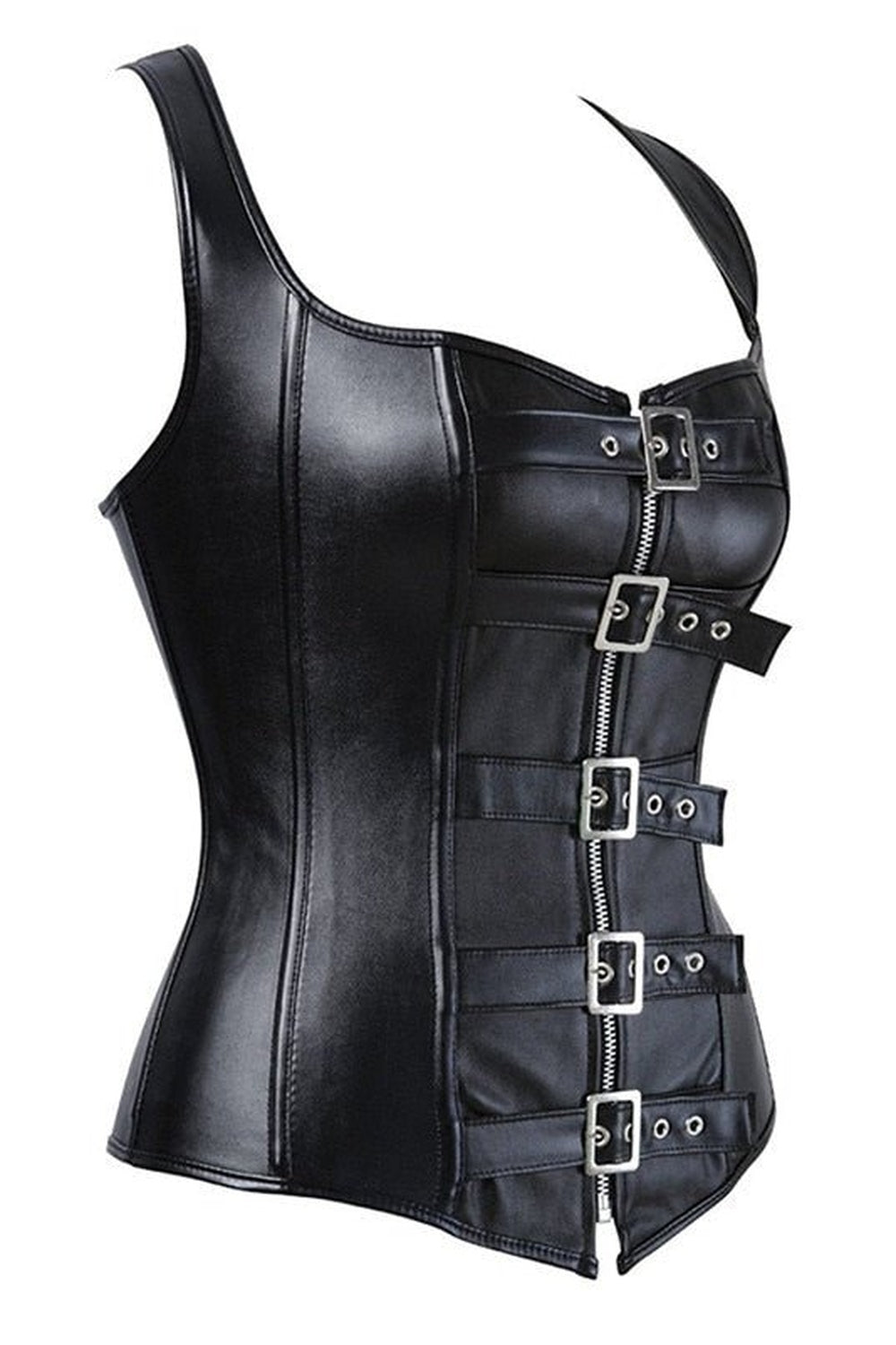 Y2k Synthetic Leather Black Corset