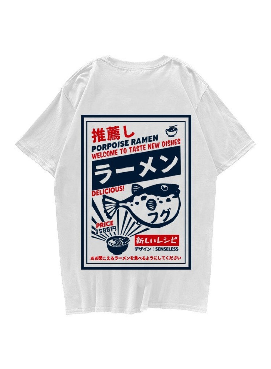 Y2k T-shirt with puffer fish print