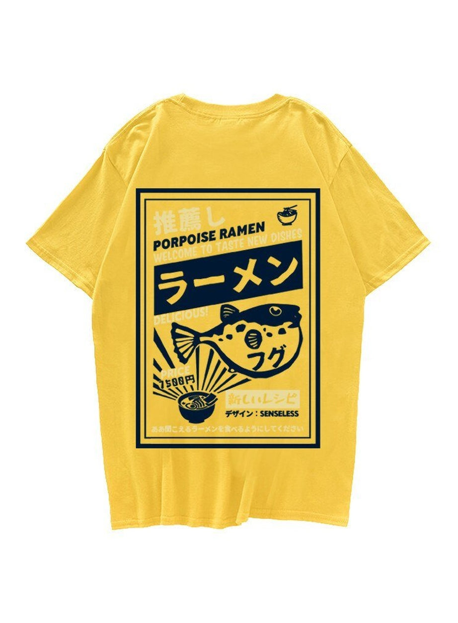 Y2k T-shirt with puffer fish print