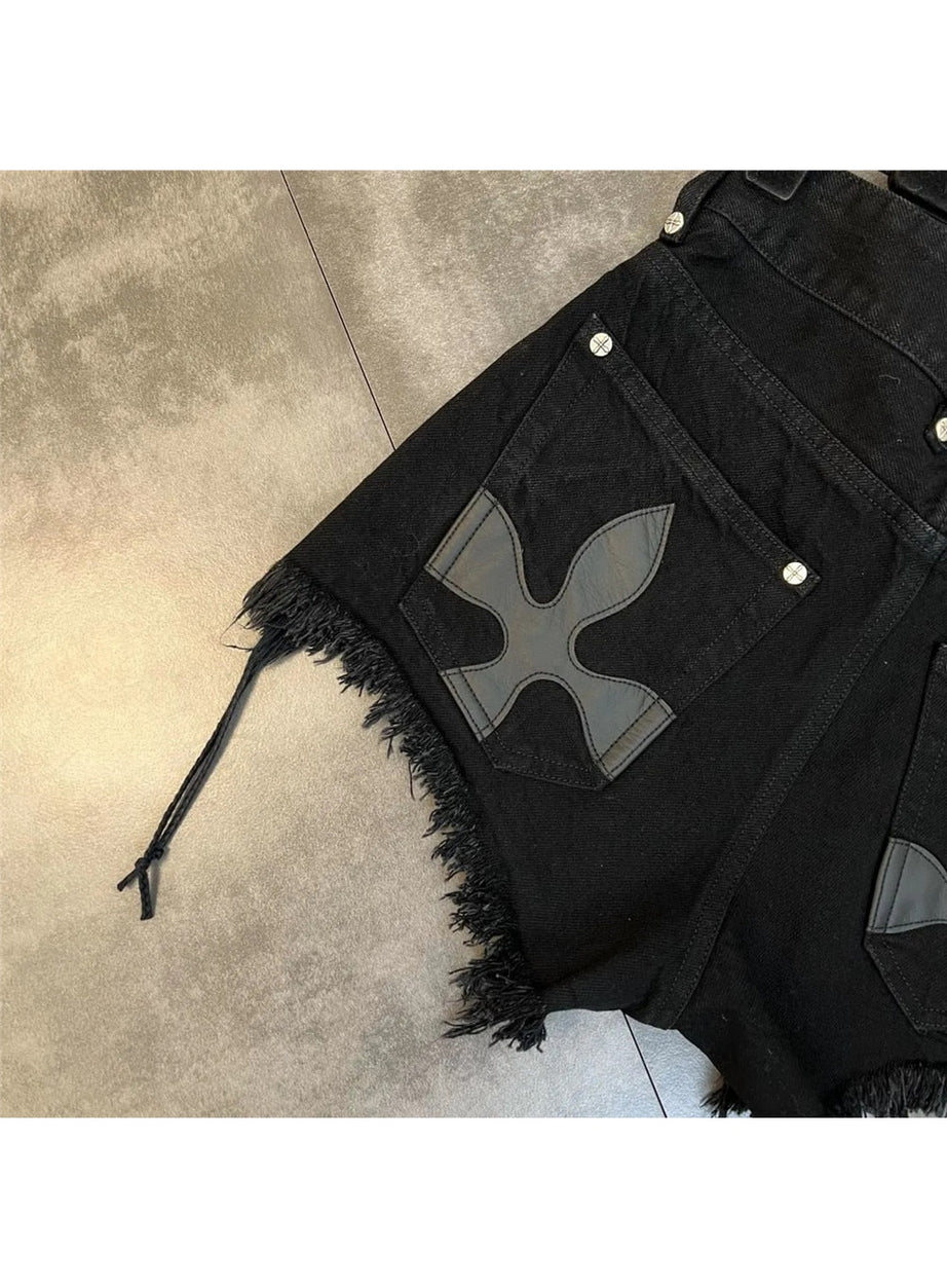 Y2k Tassel Fringe Denim Shorts