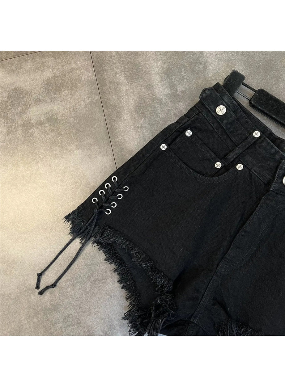 Y2k Tassel Fringe Denim Shorts