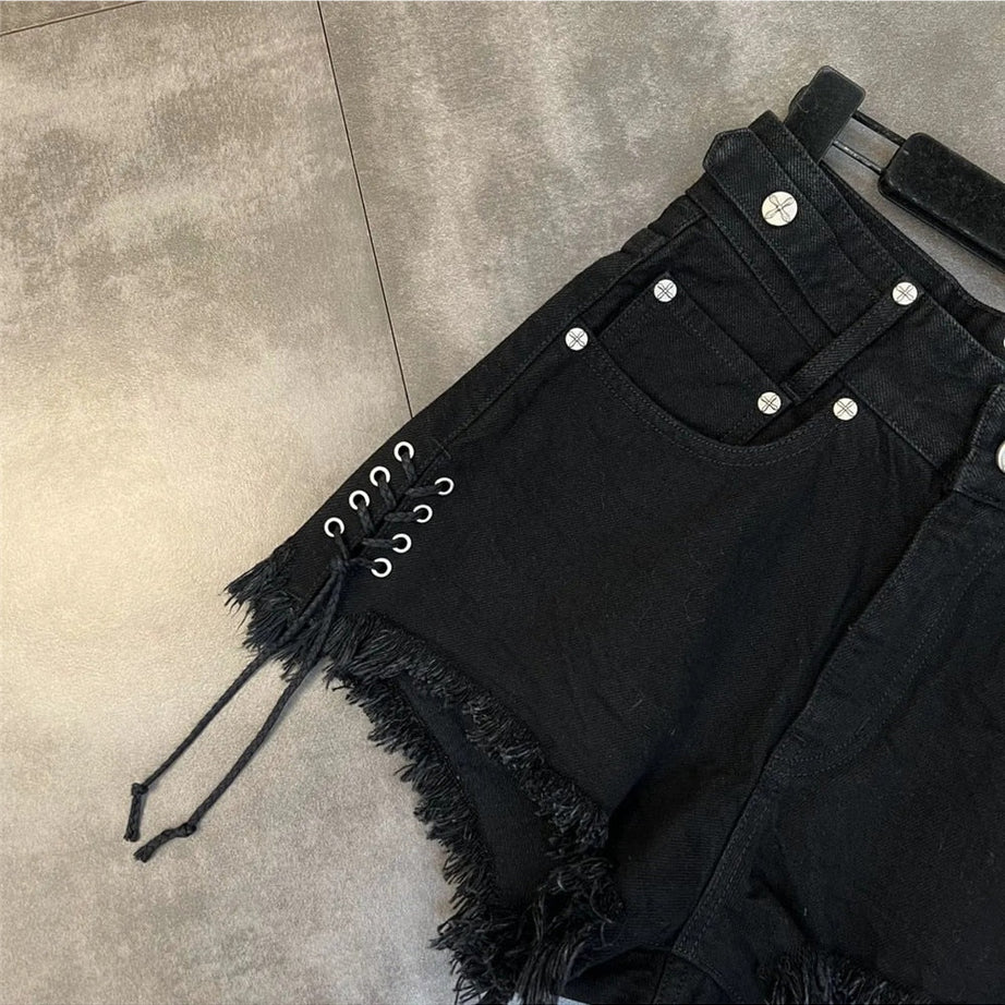 Y2k Tassel Fringe Denim Shorts