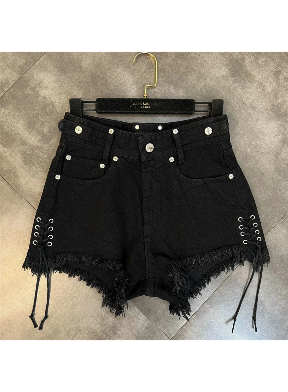 Y2k Tassel Fringe Denim Shorts