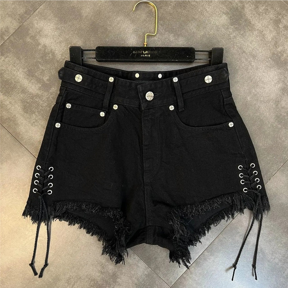 Y2k Tassel Fringe Denim Shorts