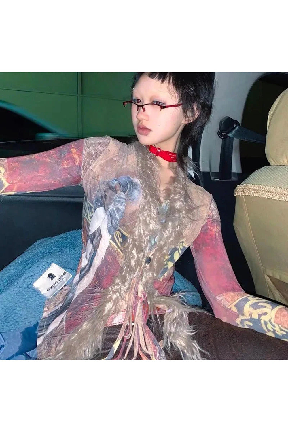 Y2k Tassel Mesh Grunge Irregular Shirt