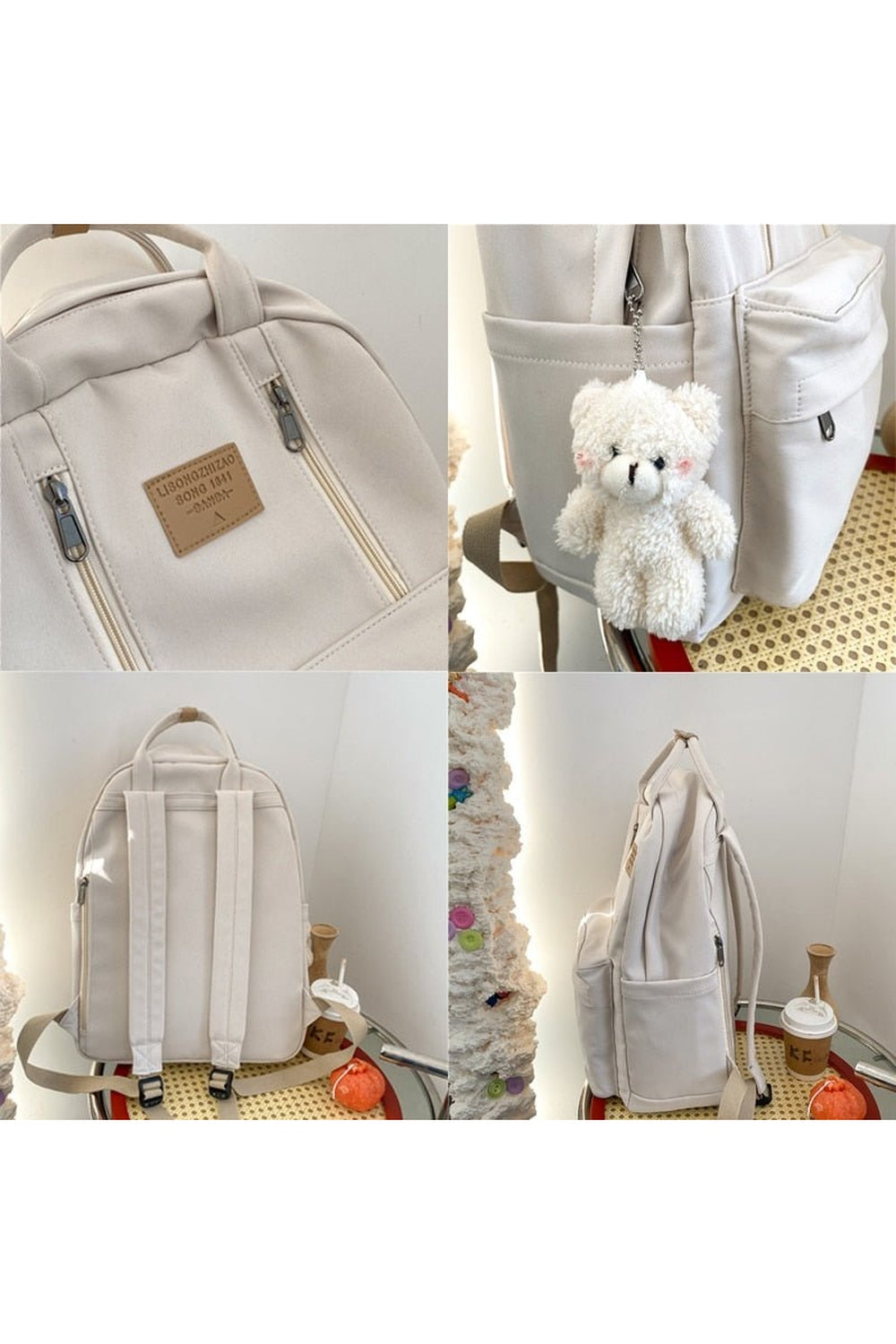 Y2k Teenager Girls Double Zipper Backpack