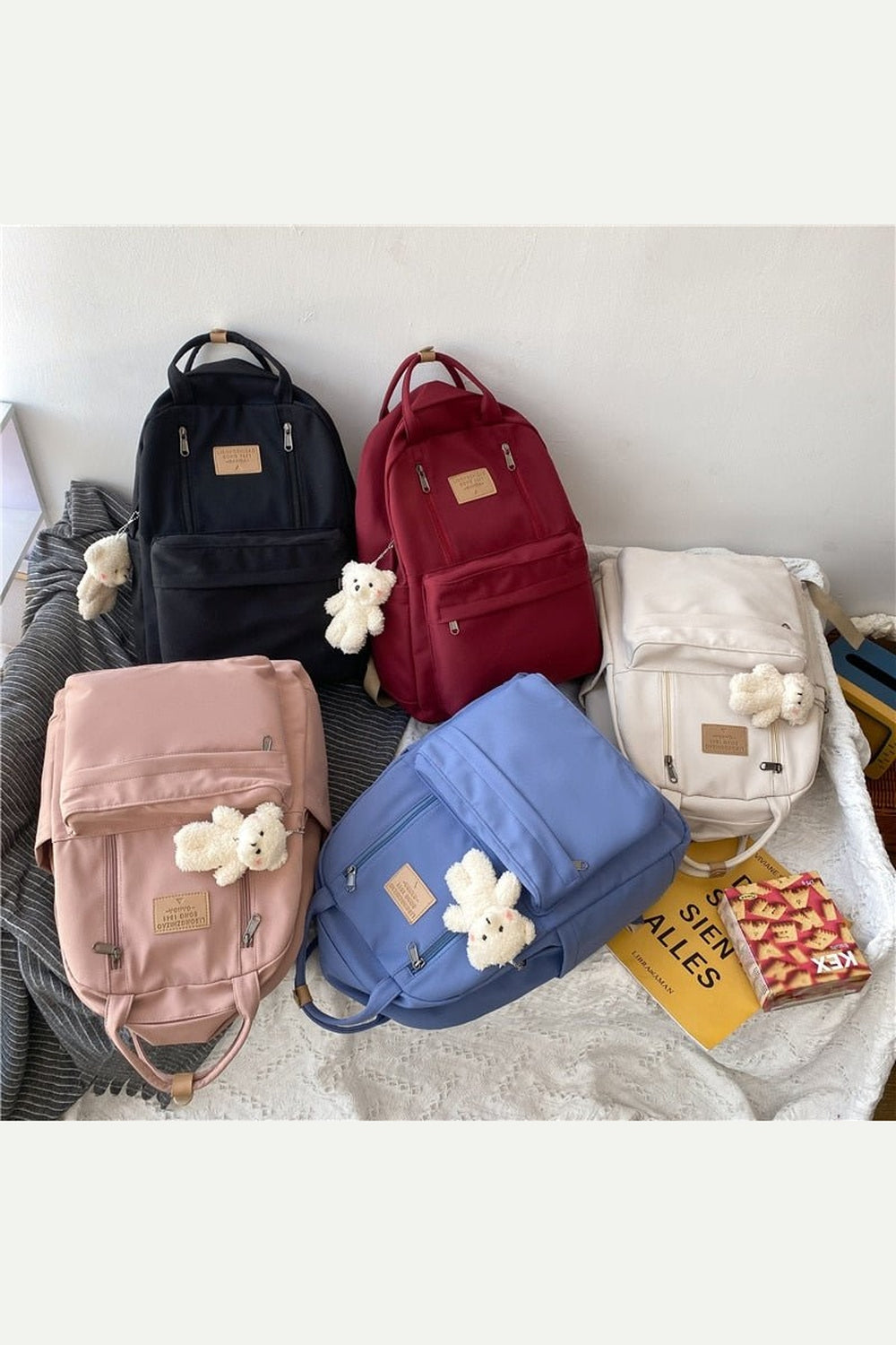 Y2k Teenager Girls Double Zipper Backpack