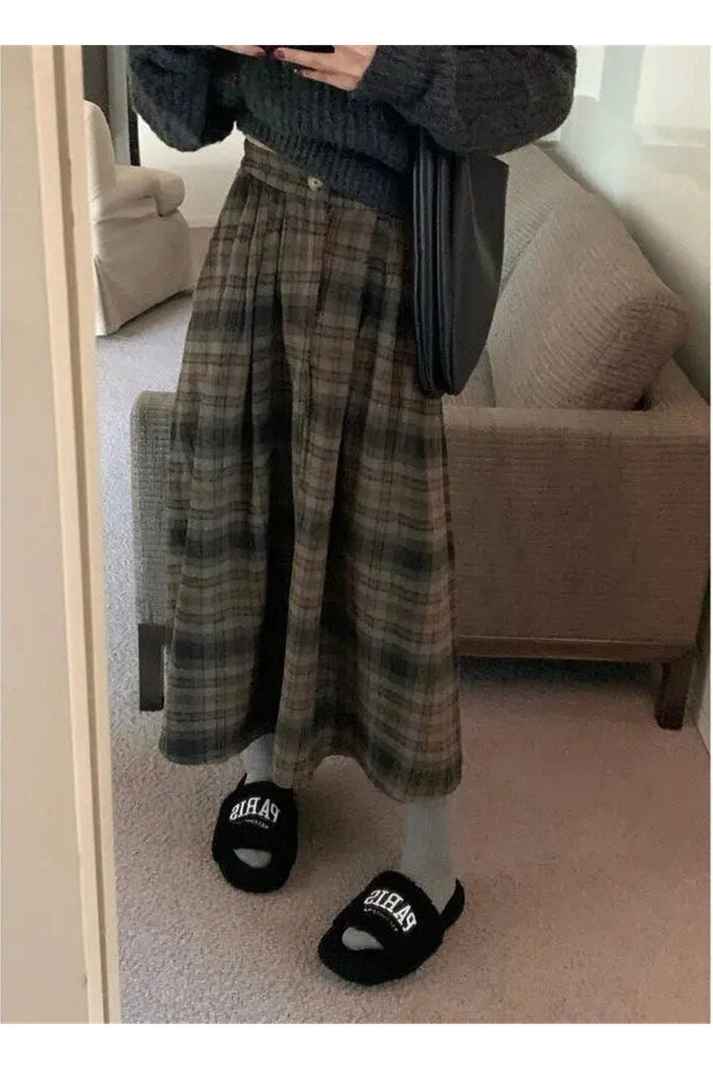 Y2k Thick Plaid Pleated Skirt