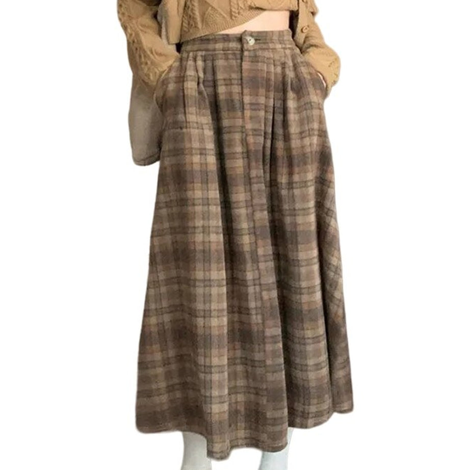 Y2k Thick Plaid Pleated Skirt