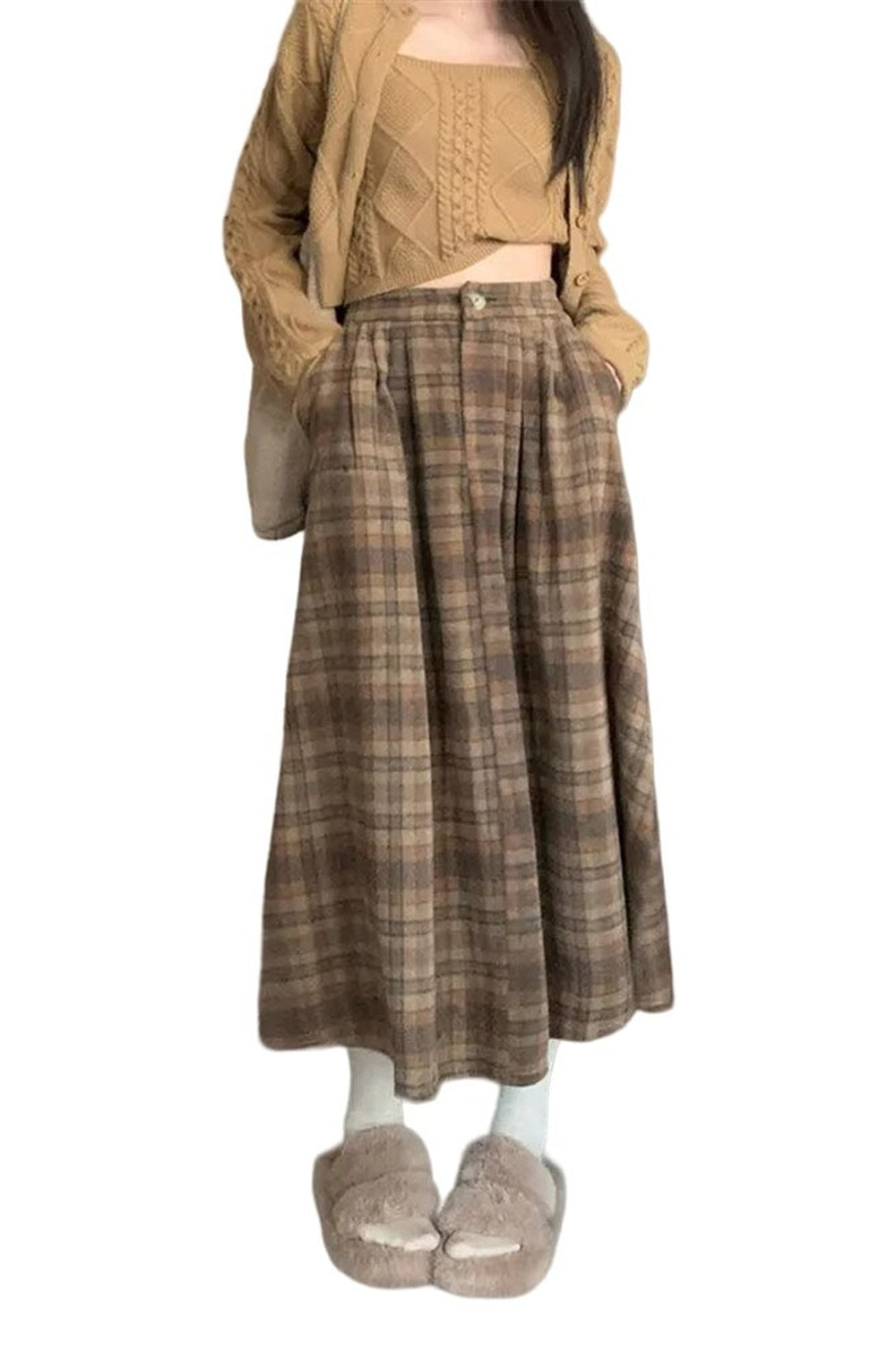 Y2k Thick Plaid Pleated Skirt