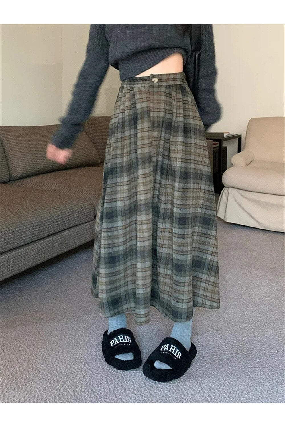 Y2k Thick Plaid Pleated Skirt