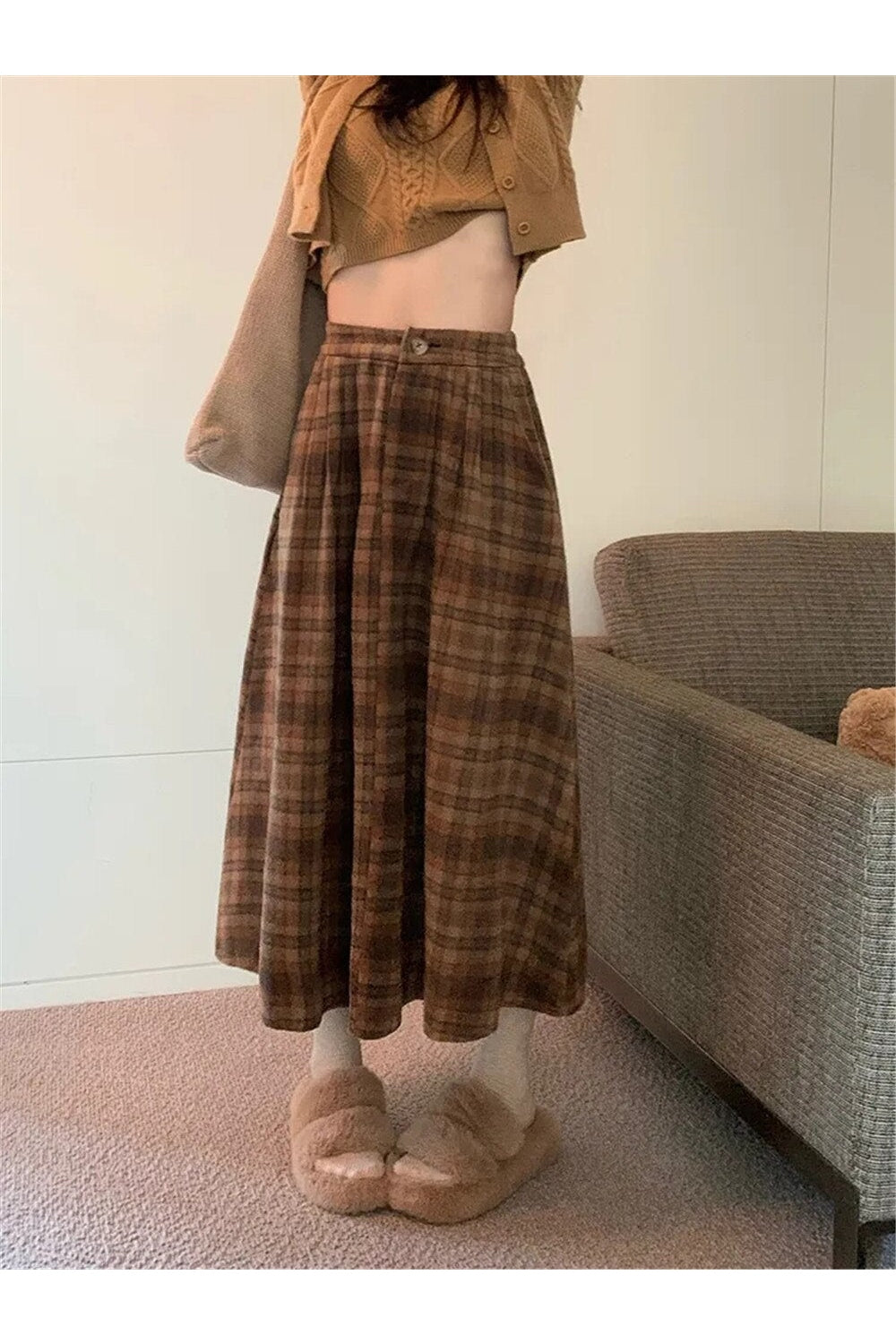 Y2k Thick Plaid Pleated Skirt