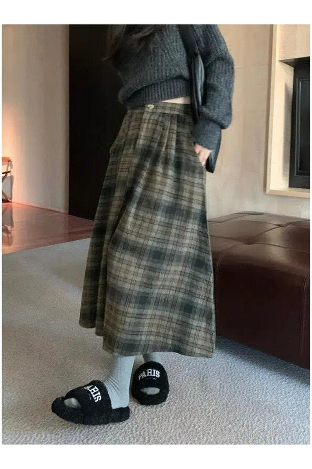 Y2k Thick Plaid Pleated Skirt