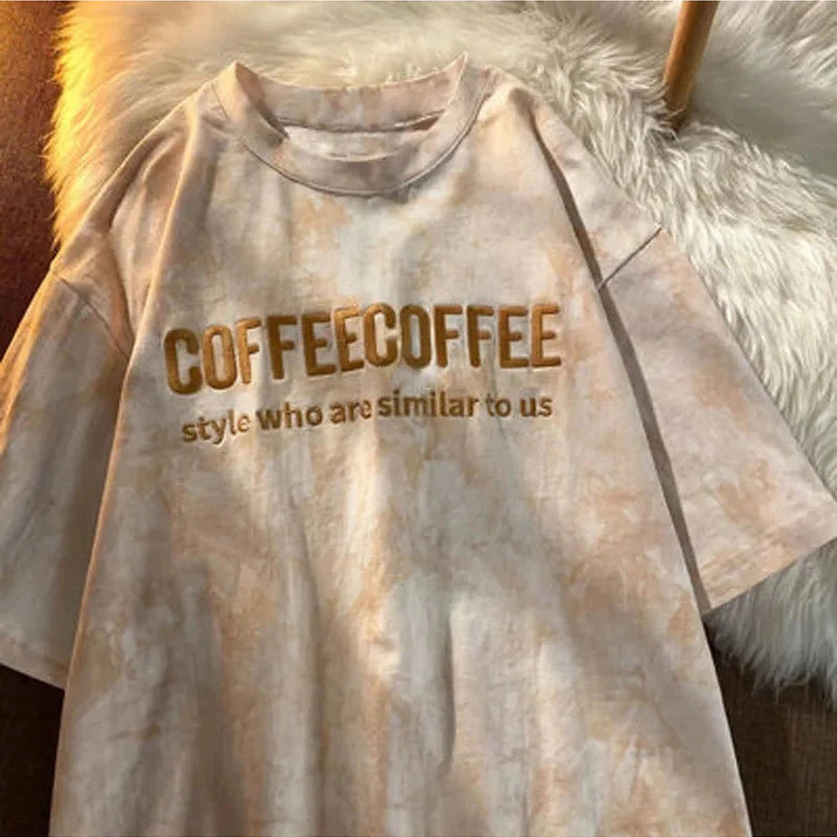 Y2k Tie-dye Embroidery Letter T-shirt