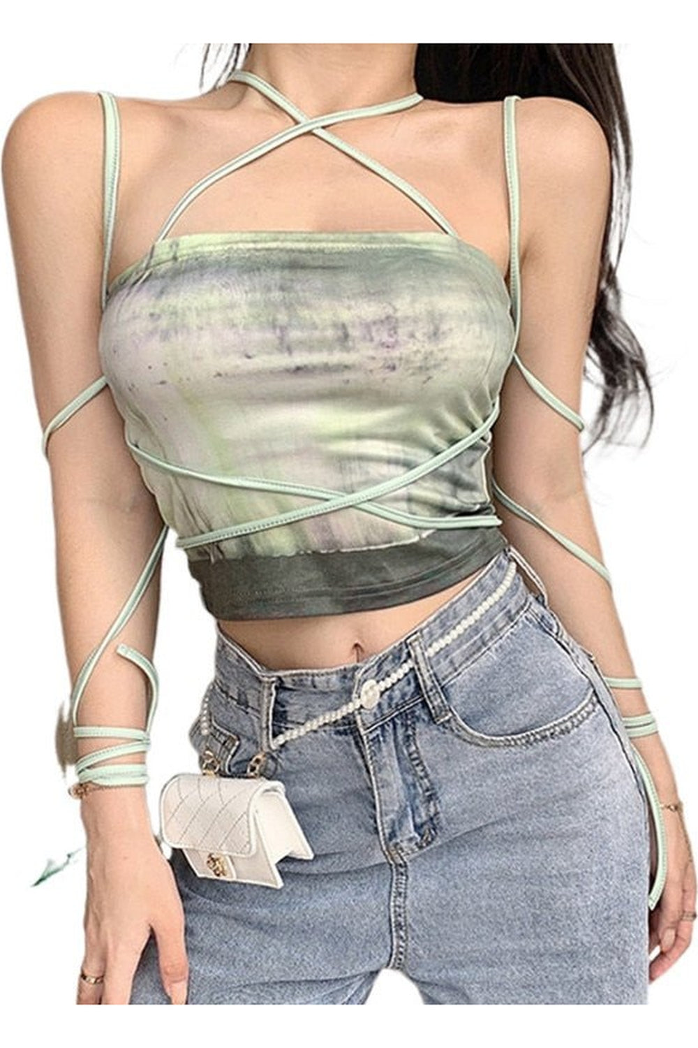 Y2k Tie Dye Spaghetti Strap Crop Top