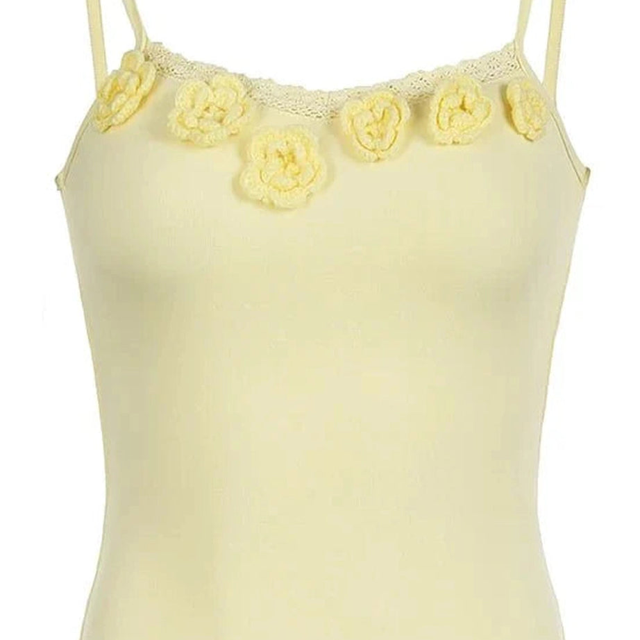 Y2k Tie-Flower Lace Cami Top