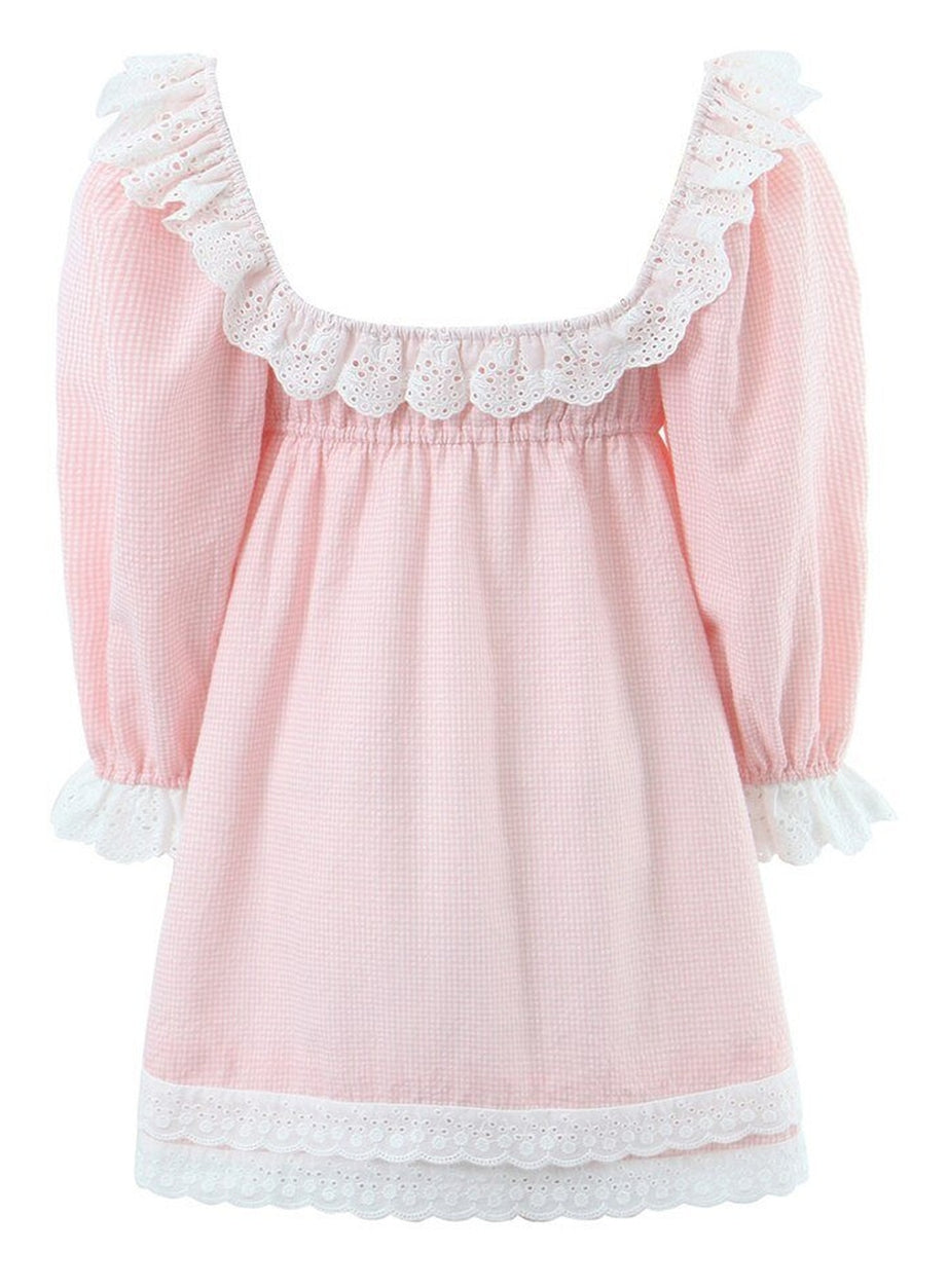 Y2k Tie-Neck Plaid Mini Dress