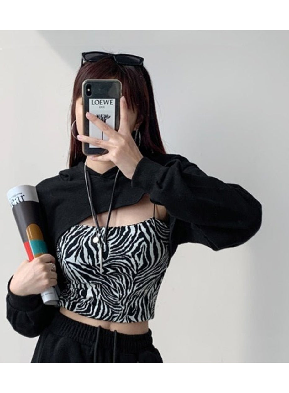 Y2k Trendy Crop Hoodie