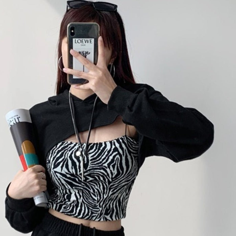 Y2k Trendy Crop Hoodie