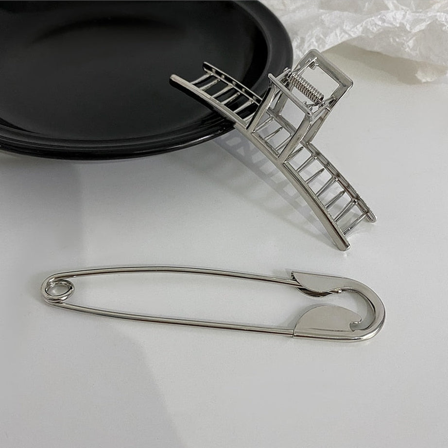 Y2k Trendy Silver Pin Hair Claws