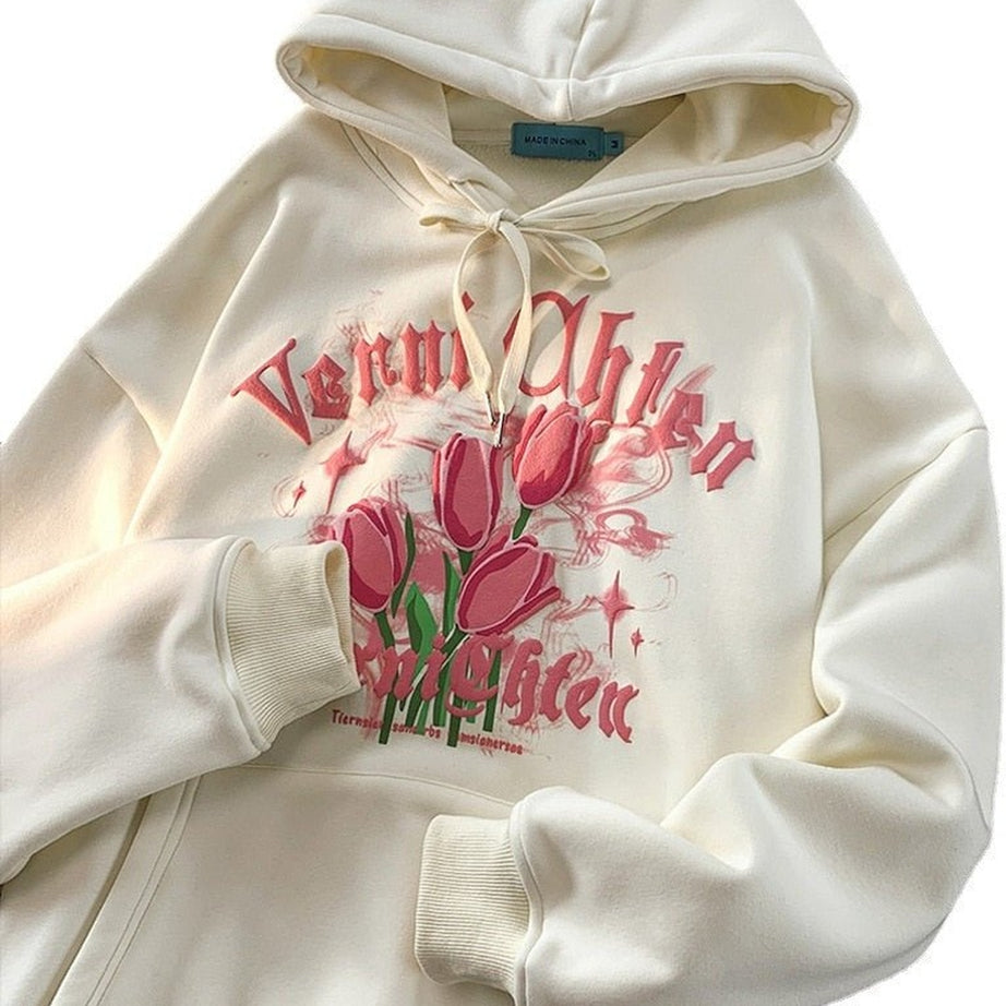 Y2k Tulip Print Hoodie