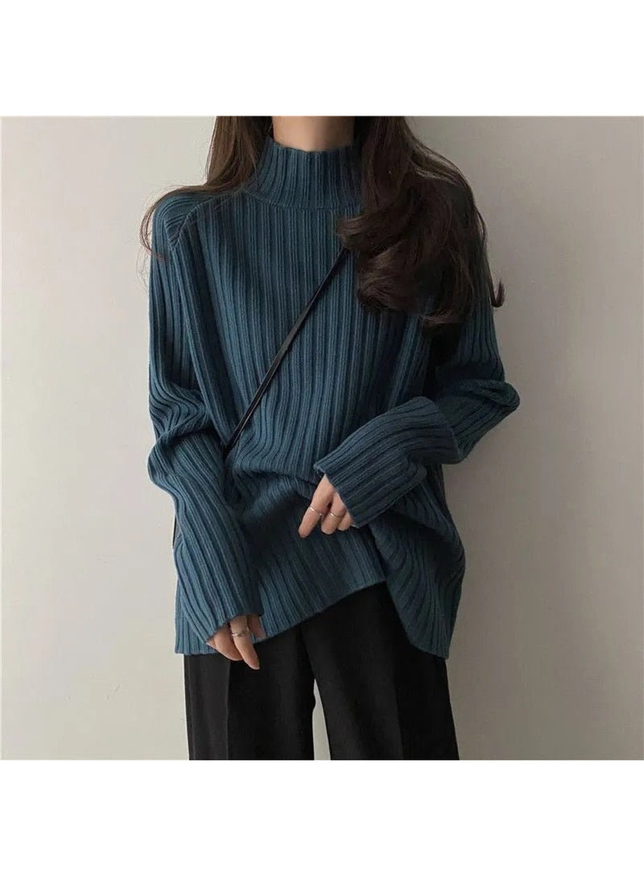 Y2k Turtleneck Solid Office Sweater
