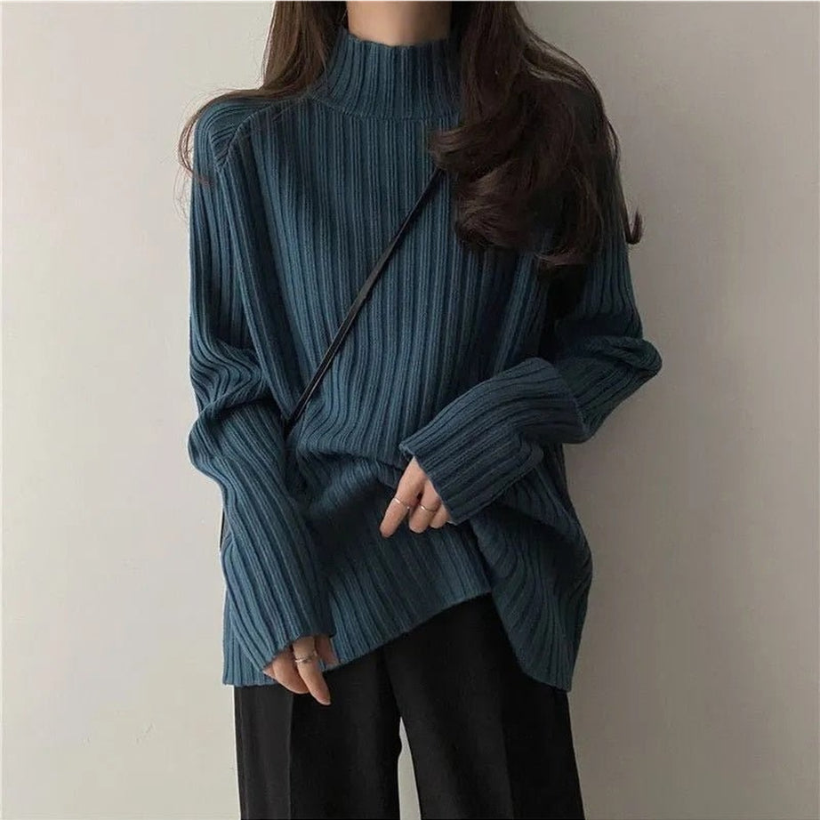 Y2k Turtleneck Solid Office Sweater