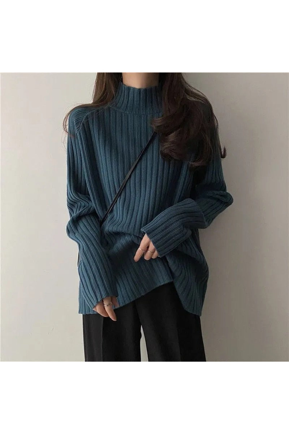 Y2k Turtleneck Solid Office Sweater