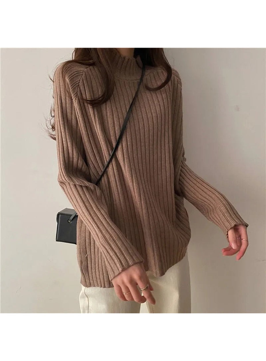 Y2k Turtleneck Solid Office Sweater