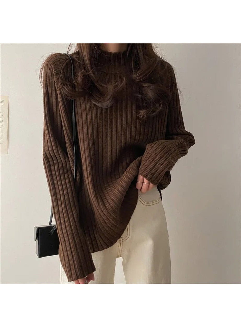 Y2k Turtleneck Solid Office Sweater