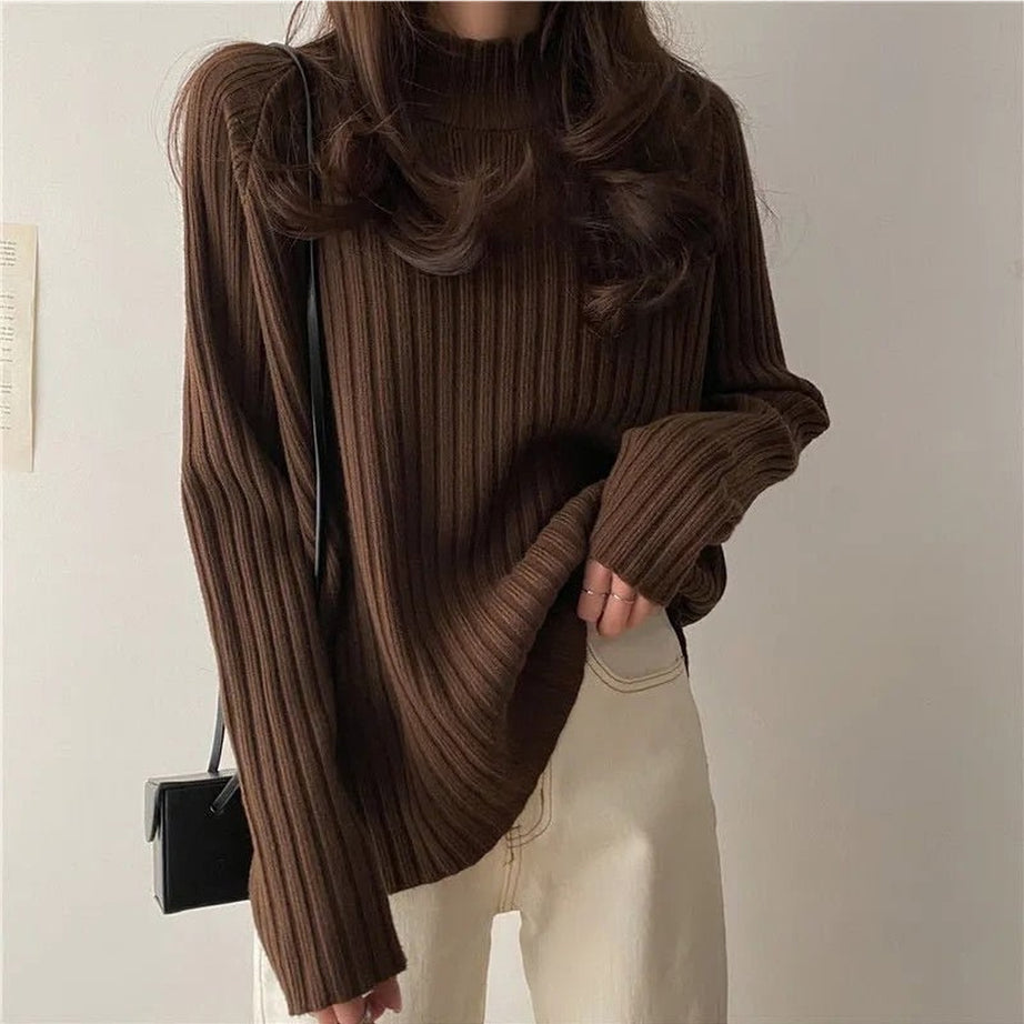 Y2k Turtleneck Solid Office Sweater