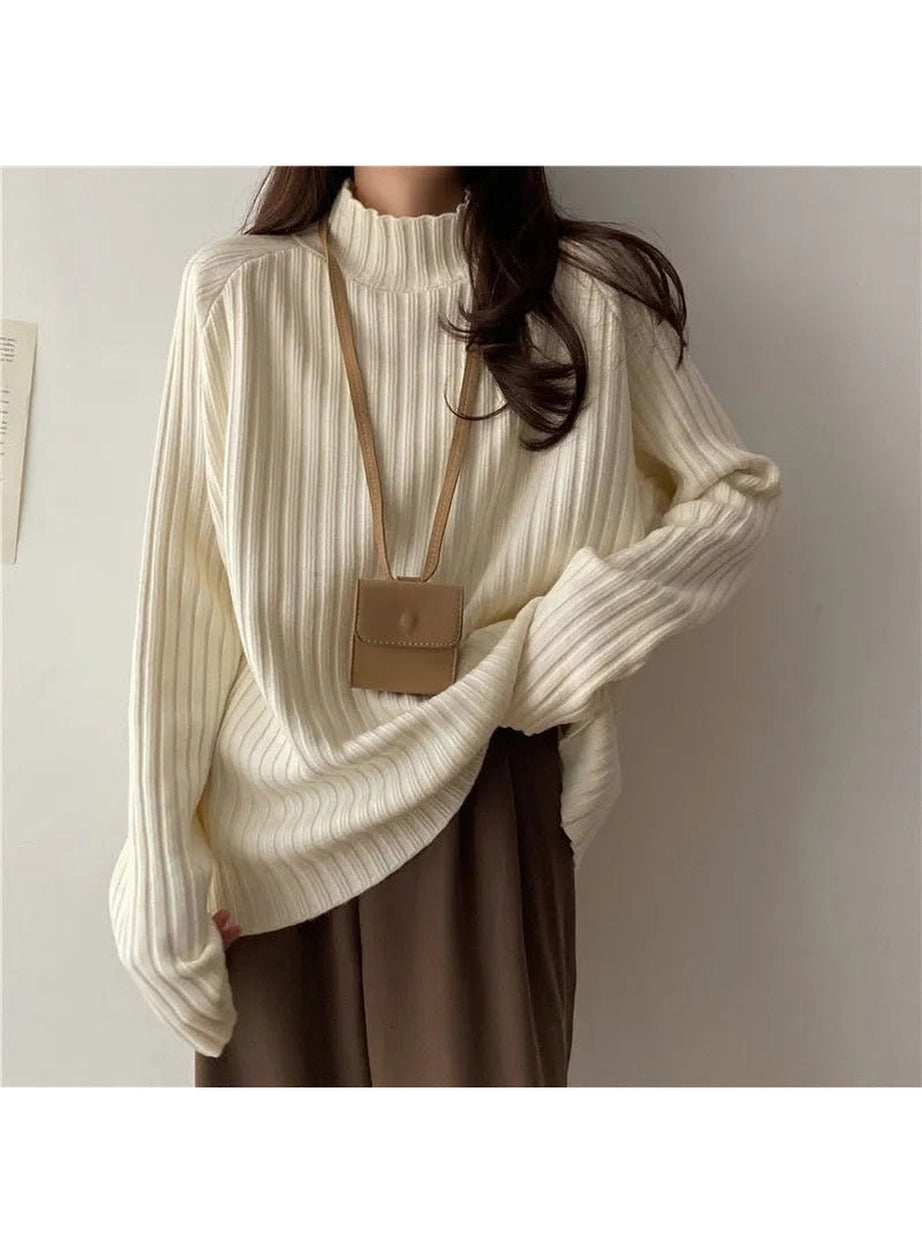 Y2k Turtleneck Solid Office Sweater